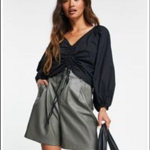 Mango Drawstring puff sleeve Blouse